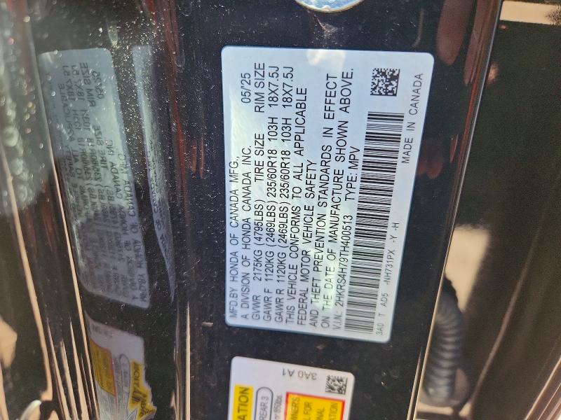 70425426 :رقم المزاد ، 2HKRS4H79TH400513 vin ، 2026 Honda Cr-v مزاد بيع