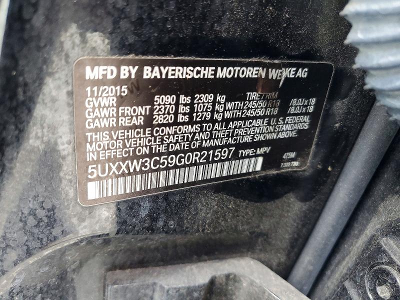 68216546 :رقم المزاد ، 5UXXW3C59G0R21597 vin ، 2016 Bmw X4 مزاد بيع