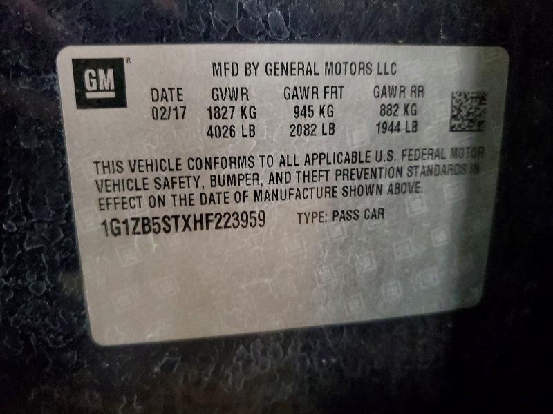 67934446 :رقم المزاد ، 1G1ZB5STXHF223959 vin ، 2017 Chevrolet Malibu مزاد بيع
