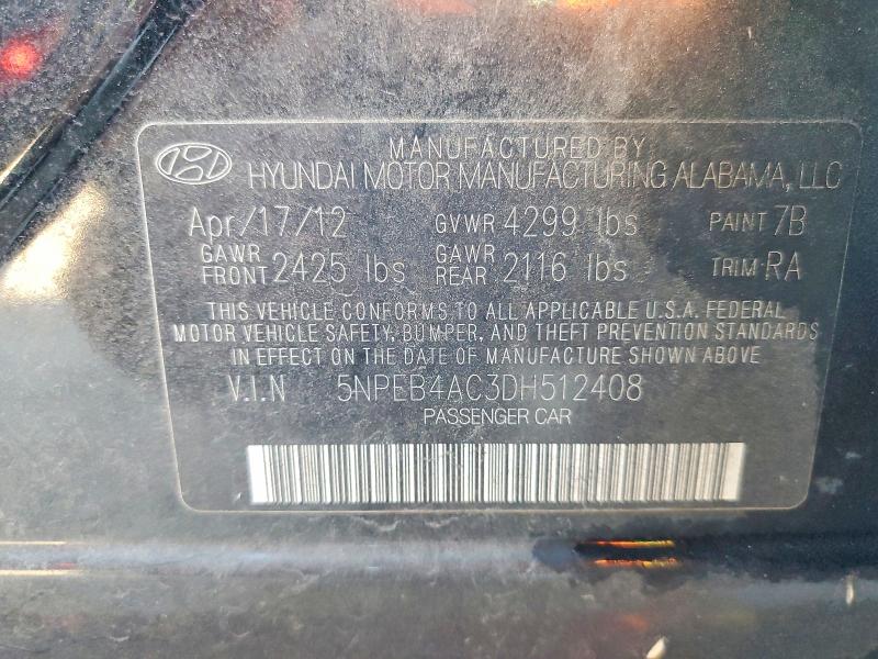 Aukcja sprzedaży 2013 Hyundai Sonata, vin: 5NPEB4AC3DH512408, numer aukcji: 70681646