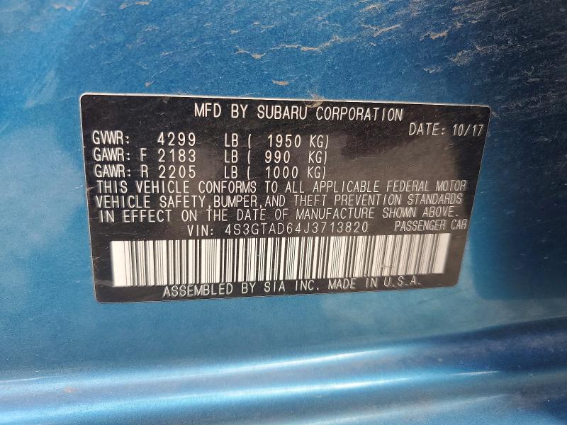 Aukcja sprzedaży 2018 Subaru Impreza, vin: 4S3GTAD64J3713820, numer aukcji: 67374536