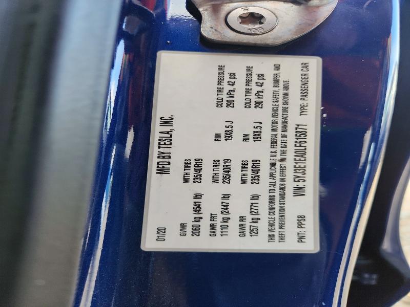 Auction sale of the 2020 Tesla Model 3, vin: 5YJ3E1EA0LF615871, lot number: 67771676