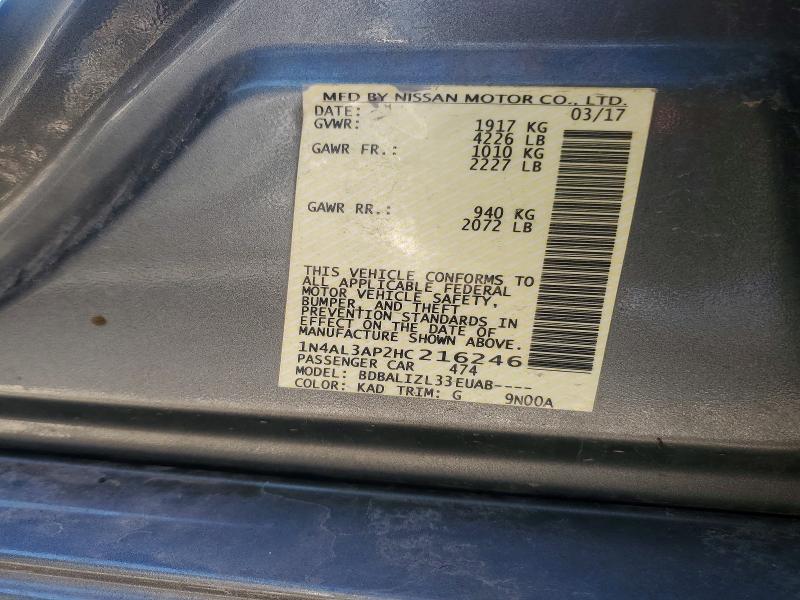68754046 :رقم المزاد ، 1N4AL3AP2HC216246 vin ، 2017 Nissan Altima مزاد بيع