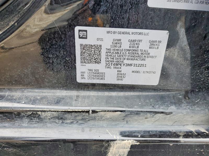 Aukcja sprzedaży 2021 Gmc Sierra, vin: 1GT49PEY3MF312251, numer aukcji: 68456376