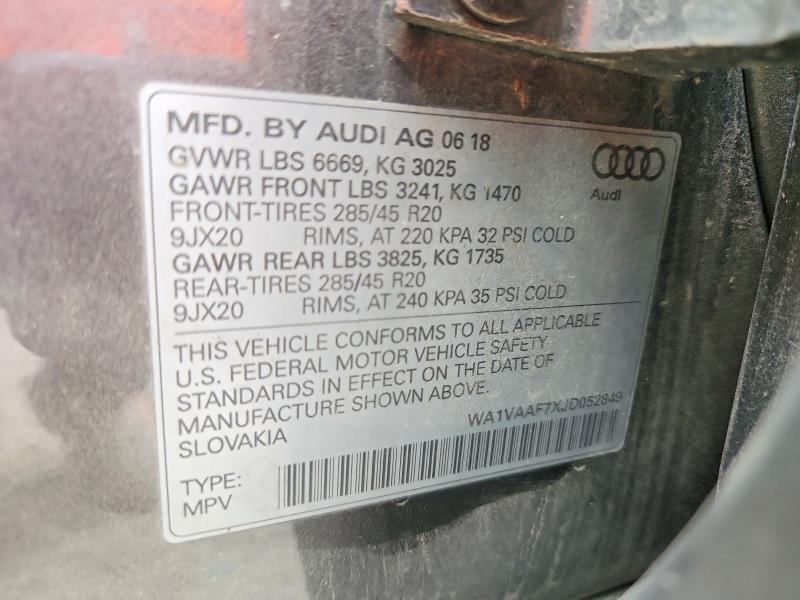 Продажа на аукционе авто 2018 Audi Q7, vin: WA1VAAF7XJD052849, номер лота: 67219016