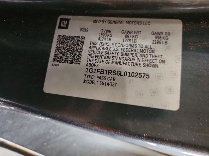 Auction sale of the 2020 Chevrolet Camaro, vin: 1G1FB1RS6L0102575        , lot number: 69204286