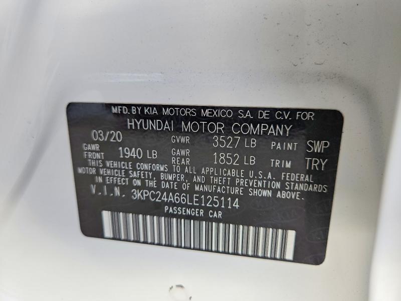 Aukcja sprzedaży 2020 Hyundai Accent, vin: 3KPC24A66LE125114, numer aukcji: 69527986