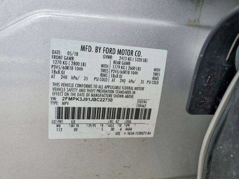 Auction sale of the 2018 Ford Edge, vin: 2FMPK3J91JBC22730, lot number: 69566946