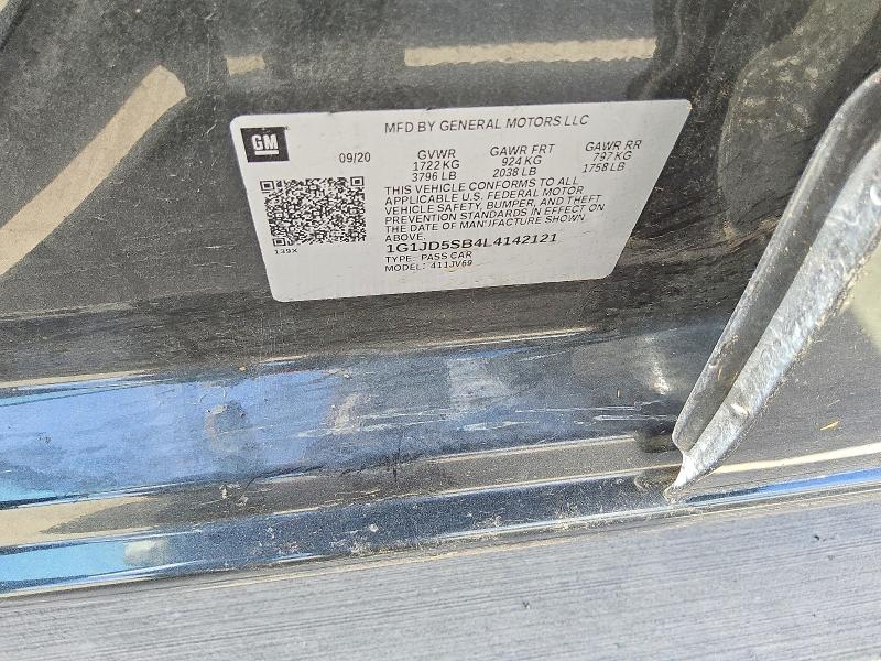 68327346 :رقم المزاد ، 1G1JD5SB4L4142121 vin ، 2020 Chevrolet Sonic مزاد بيع
