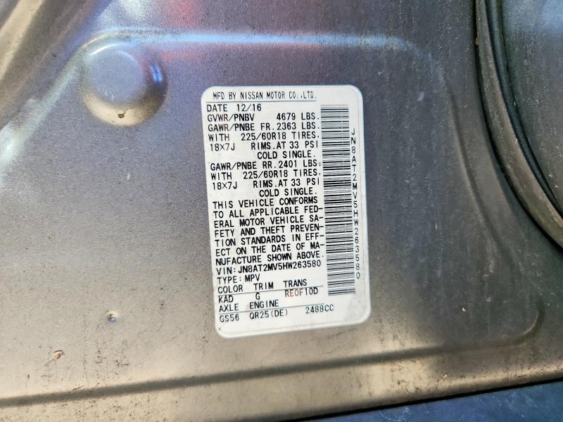Продажа на аукционе авто 2017 Nissan Rogue, vin: JN8AT2MV5HW263580, номер лота: 68618556