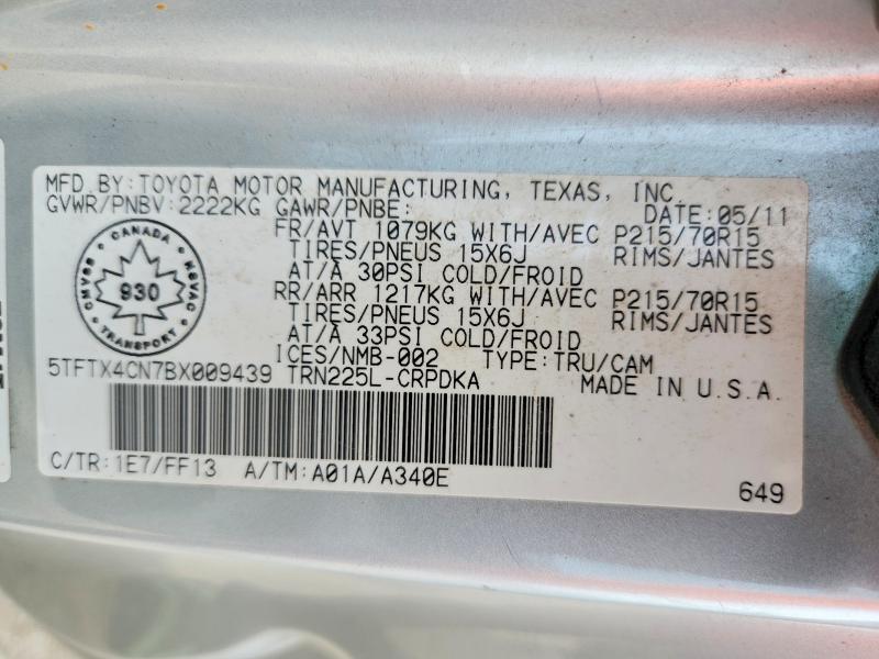 67518536 :رقم المزاد ، 5TFTX4CN7BX009439 vin ، 2011 Toyota Tacoma مزاد بيع
