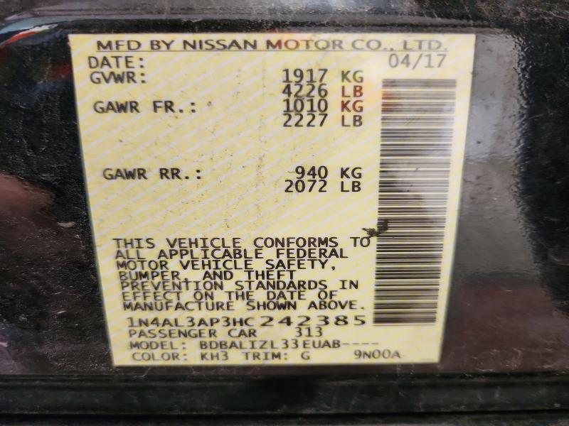 Aukcja sprzedaży 2017 Nissan Altima, vin: 1N4AL3AP3HC242385, numer aukcji: 70144726