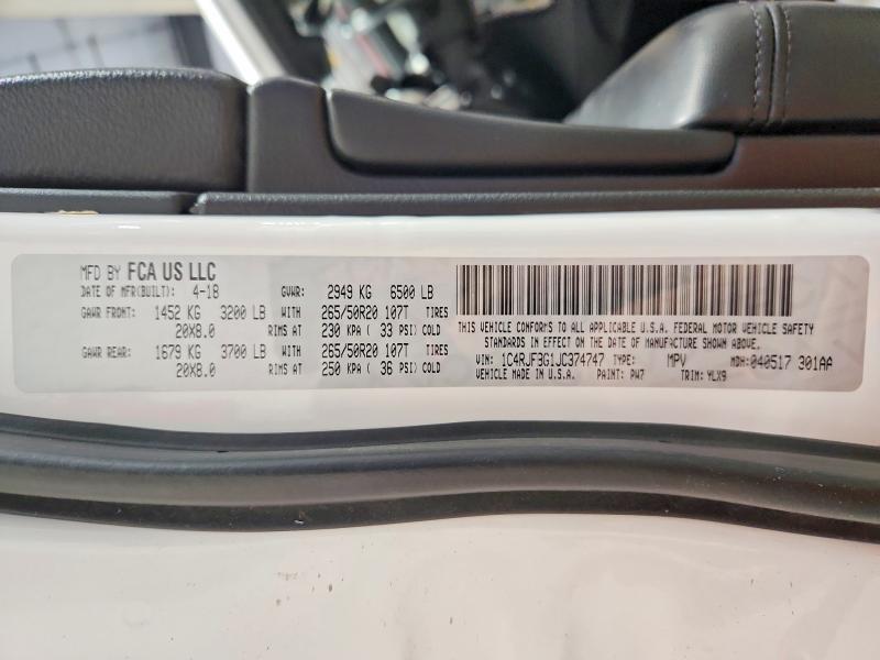 Продаж на аукціоні авто 2018 Jeep Grand Cherokee, vin: 1C4RJFBG1JC374747, номер лоту: 67778536