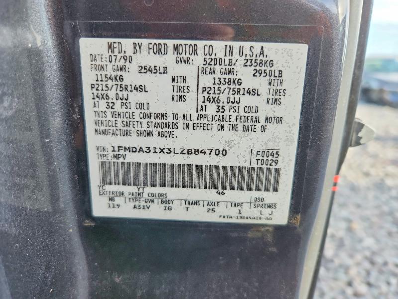 68591346 :رقم المزاد ، 1FMDA31X3LZB84700 vin ، 1990 Ford Aerostar مزاد بيع