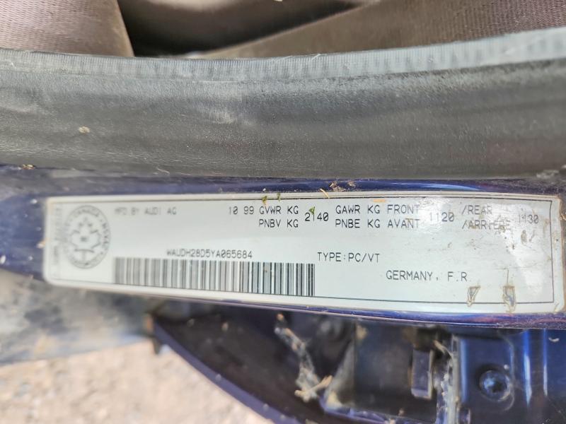 Aukcja sprzedaży 2000 Audi A4, vin: WAUDH28D5YA065684, numer aukcji: 67934486