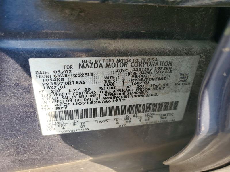 Aukcja sprzedaży 2002 Mazda Tribute, vin: 4F2CU09152KM61912, numer aukcji: 67268856