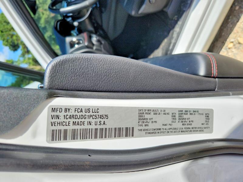 2023 Dodge Durango მანქანა იყიდება აუქციონზე, vin: 1C4RDJDG1PC574575, აუქციონის ნომერი: 67683796