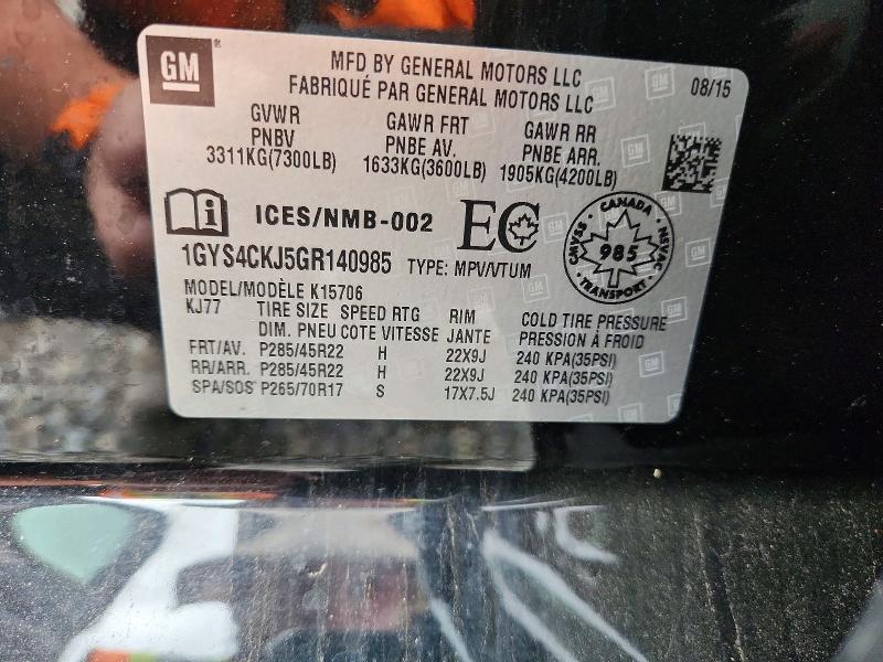 68578826 :رقم المزاد ، 1GYS4CKJ5GR140985 vin ، 2016 Cadillac Escalade مزاد بيع