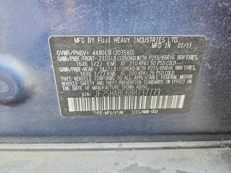 Aukcja sprzedaży 2011 Subaru Forester, vin: JF2SHABC6BH737773, numer aukcji: 67791356