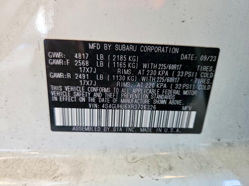 Продаж на аукціоні авто 2024 Subaru Crosstrek, vin: 4S4GUHU6XR3726326, номер лоту: 71283096