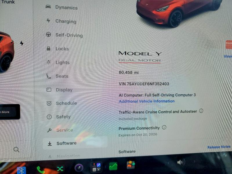 70555156 :رقم المزاد ، 7SAYGDEF6NF352403 vin ، 2022 Tesla Model Y مزاد بيع