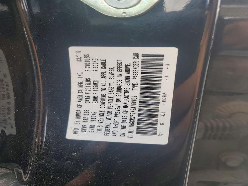 Продажа на аукционе авто 2016 Honda Accord, vin: 1HGCR2F7XGA160802, номер лота: 70167296