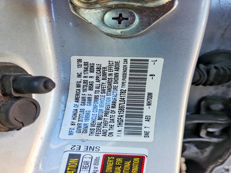 Продаж на аукціоні авто 2007 Honda Civic, vin: 1HGFA15897L041782, номер лоту: 69986746