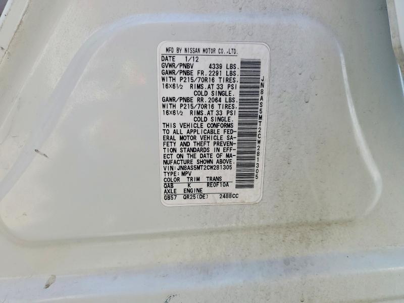 Aukcja sprzedaży 2012 Nissan Rogue, vin: JN8AS5MT2CW281305, numer aukcji: 67714376