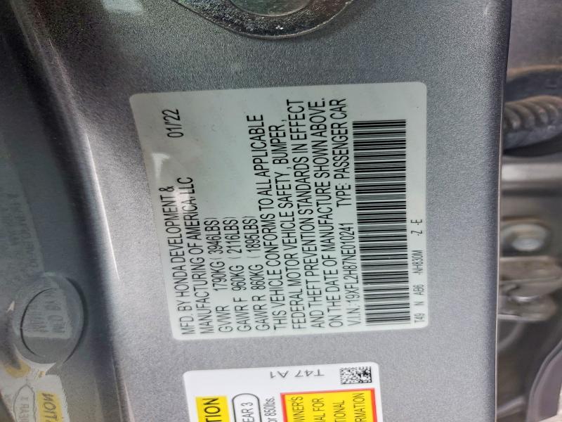 Aukcja sprzedaży 2022 Honda Civic, vin: 19XFL2H87NE010241, numer aukcji: 69902356