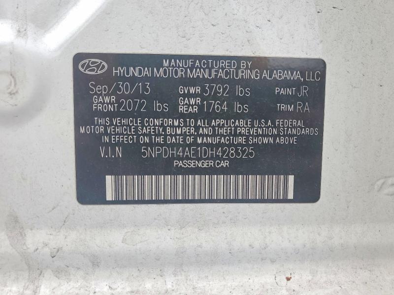 2013 Hyundai Elantra მანქანა იყიდება აუქციონზე, vin: 5NPDH4AE1DH428325, აუქციონის ნომერი: 67877876