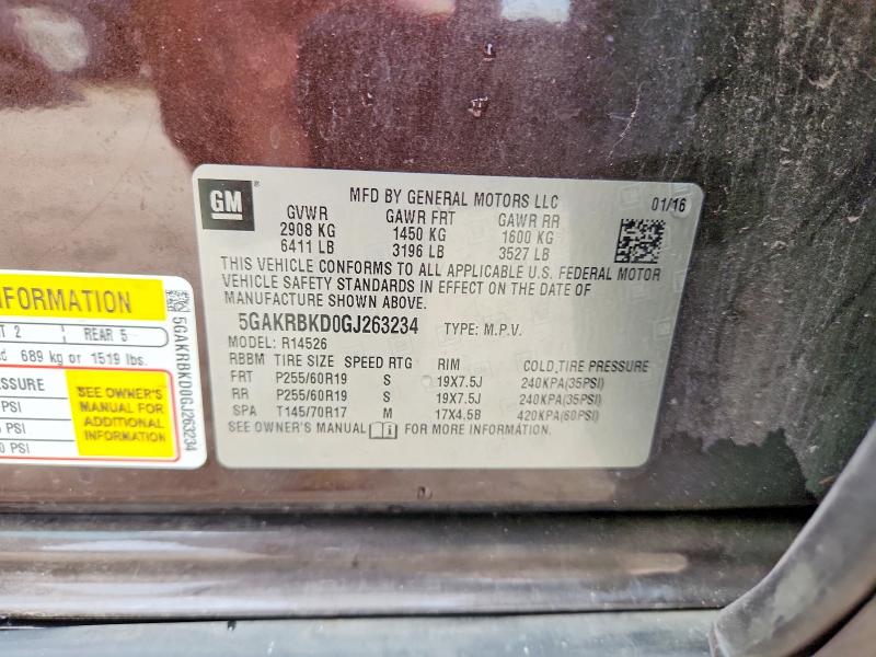 Aukcja sprzedaży 2016 Buick Enclave, vin: 5GAKRBKD0GJ263234, numer aukcji: 67043506