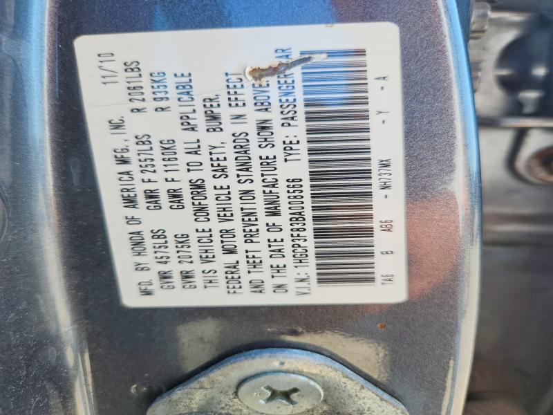 Aukcja sprzedaży 2011 Honda Accord, vin: 1HGCP3F83BA008566, numer aukcji: 69778686
