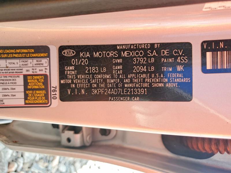Aukcja sprzedaży 2020 Kia Forte, vin: 3KPF24AD7LE213391, numer aukcji: 69210956
