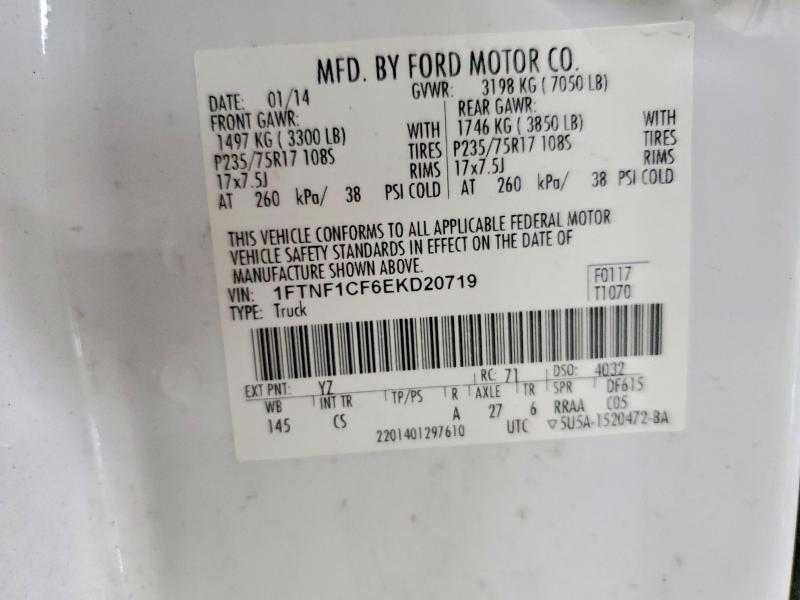 2014 Ford F150 მანქანა იყიდება აუქციონზე, vin: 1FTNF1CF6EKD20719, აუქციონის ნომერი: 69762676