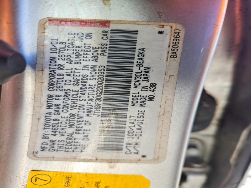 Aukcja sprzedaży 2002 Lexus Es, vin: JTHBF30G220020953, numer aukcji: 67346706