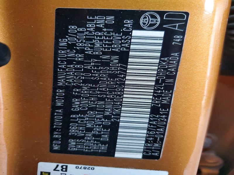 Aukcja sprzedaży 2009 Toyota Matrix, vin: 2T1KU40E89C124777, numer aukcji: 70902836