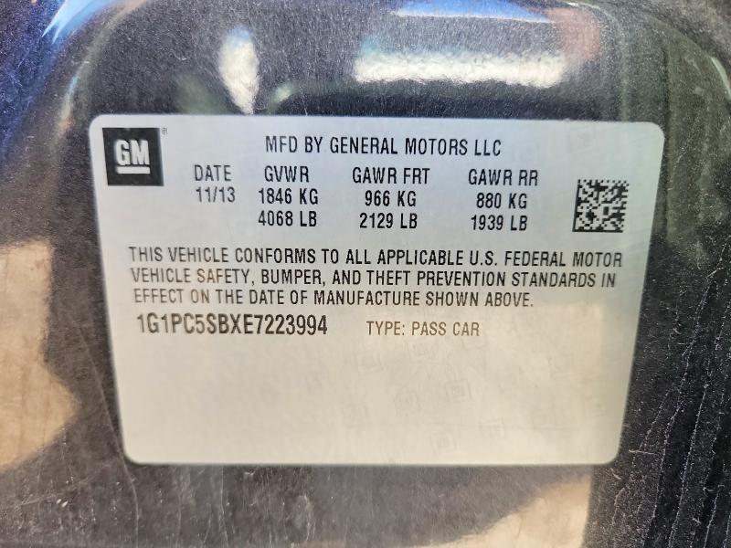 2014 Chevrolet Cruze მანქანა იყიდება აუქციონზე, vin: 1G1PC5SBXE7223994, აუქციონის ნომერი: 70163766