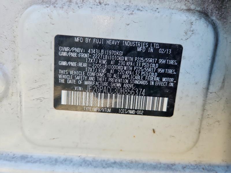 67800896 :رقم المزاد ، JF2GPACC3DH856374 vin ، 2013 Subaru Xv Crosstrek مزاد بيع