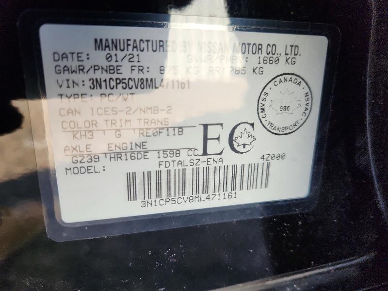 Aukcja sprzedaży 2021 Nissan Kicks, vin: 3N1CP5CV8ML471161, numer aukcji: 68662146
