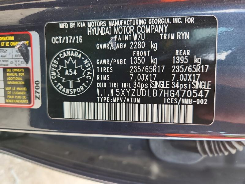 Продаж на аукціоні авто 2017 Hyundai Santa Fe Sport, vin: 5XYZUDLB7HG470547, номер лоту: 66563446