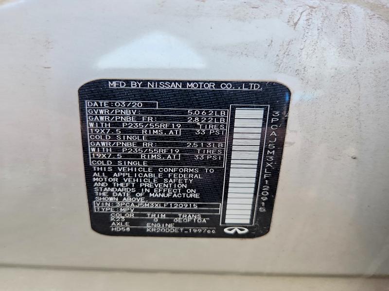 Продаж на аукціоні авто 2020 Infiniti Qx50, vin: 3PCAJ5M3XLF120915, номер лоту: 66943236