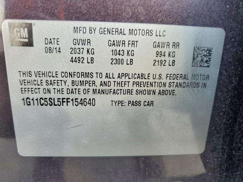Aukcja sprzedaży 2015 Chevrolet Malibu, vin: 1G11C5SL5FF154640, numer aukcji: 69081506