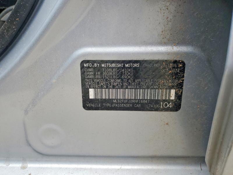 Aukcja sprzedaży 2024 Mitsubishi Mirage, vin: ML32FUFJ2RHF16847, numer aukcji: 69930786