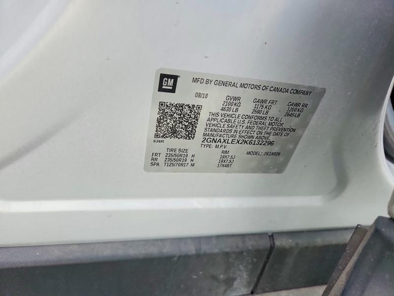 Продаж на аукціоні авто 2019 Chevrolet Equinox, vin: 2GNAXLEX2K6132296, номер лоту: 68166726
