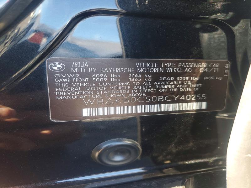 Aukcja sprzedaży 2011 Bmw 760, vin: WBAKB0C50BCY40255, numer aukcji: 67218316