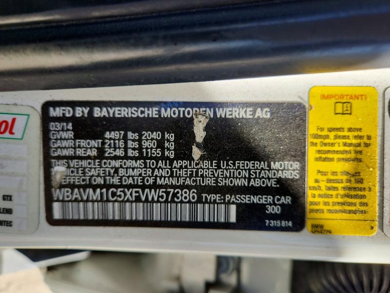 2015 Bmw X1 მანქანა იყიდება აუქციონზე, vin: WBAVM1C5XFVW57386, აუქციონის ნომერი: 67462566