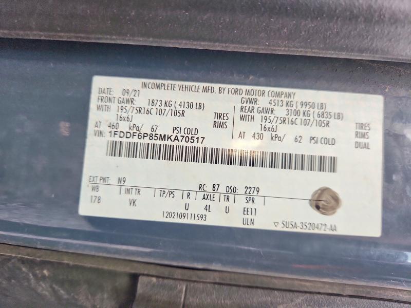 2021 Ford Transit მანქანა იყიდება აუქციონზე, vin: 1FDDF6P85MKA70517, აუქციონის ნომერი: 69109426