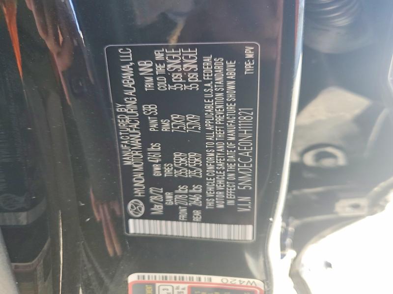 67517286 :رقم المزاد ، 5NMJECAE0NH111821 vin ، 2022 Hyundai Tucson مزاد بيع