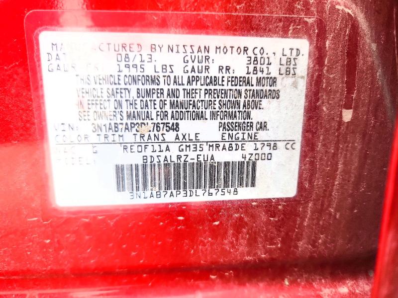 Продаж на аукціоні авто 2013 Nissan Sentra, vin: 3N1AB7AP3DL767548, номер лоту: 70717416