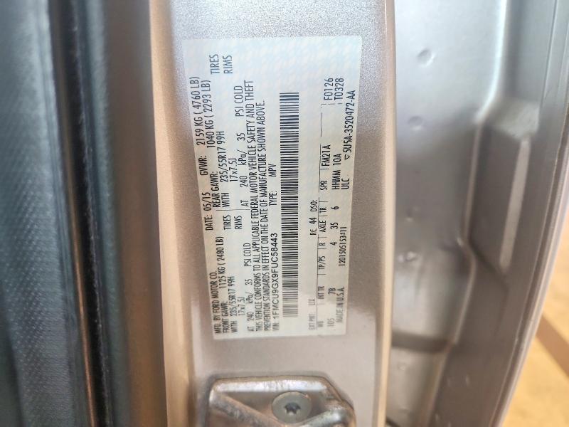 2015 Ford Escape მანქანა იყიდება აუქციონზე, vin: 1FMCU9GX9FUC58443, აუქციონის ნომერი: 69642066